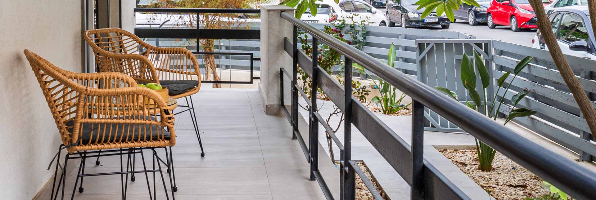 property exterior chairs with highway view